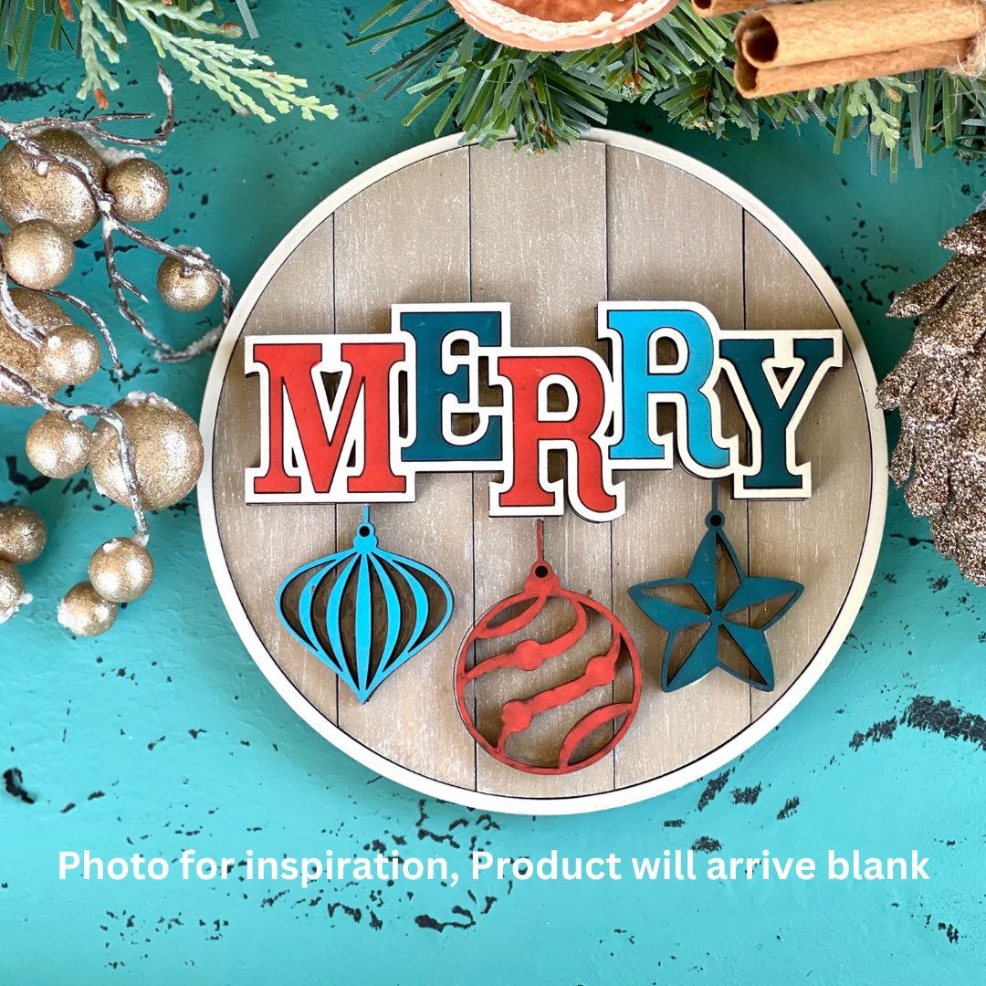 Merry ornaments sign 3-D Layered Wood Blank