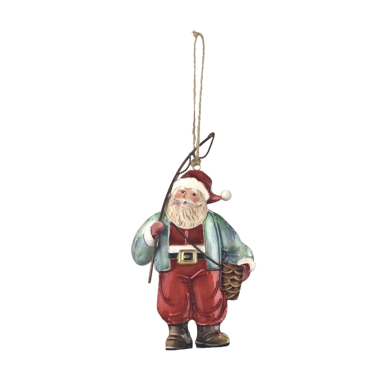 Christmas Capiz Christmas Fishing Santa Ornament - Rubbish Restyled