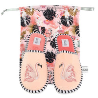 Thumbnail for Flamingo Foldable Slippers & Pouch Set